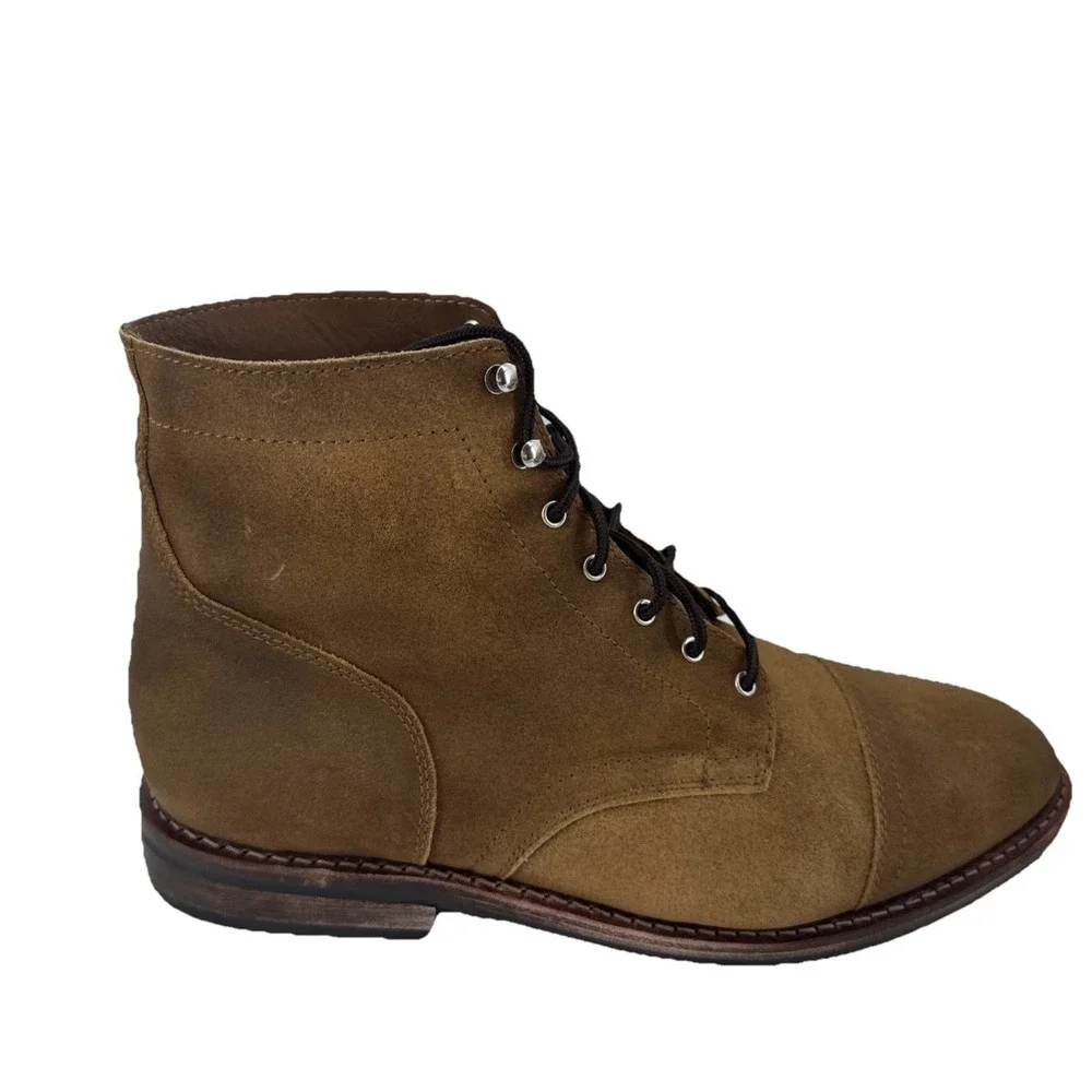 Thursday Everyday Captain Boots Men 15 Brown Suede Leather Cap Toe Lace Up Ankle